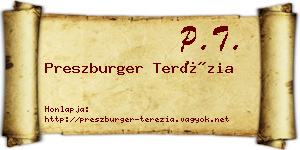 Preszburger Terézia névjegykártya